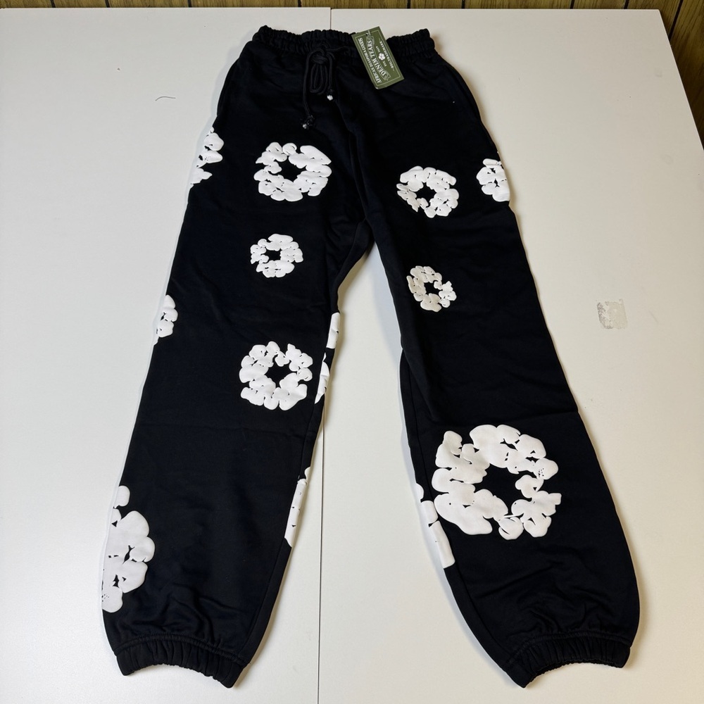 Denim Tears Jeans Black Cotton Wreath Logo Streetwear Mens Unisex